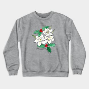 December Birth Flower - Narcissus and holly Crewneck Sweatshirt